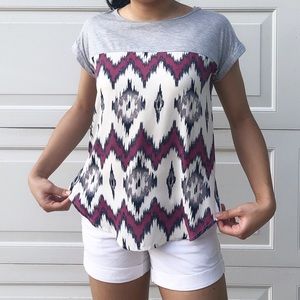 Aztec Print Flowy Blouse